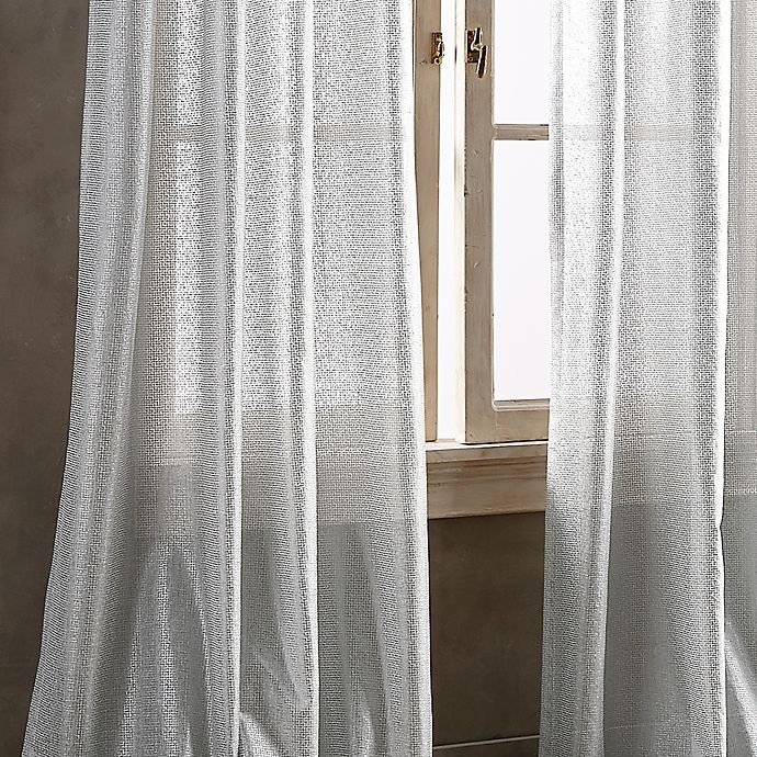 slide 2 of 3, DKNY Crisscross Sheer Grommet Top Window Curtain Panel - Grey, 108 in