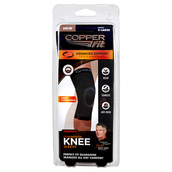 slide 1 of 1, Copper Fit Advanced Knee Compression Sleeve, X-Large, 1 ct