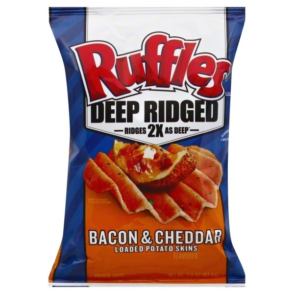 slide 1 of 1, Ruffles Deep Ridged Bacon and Cheddar Potato Chips 2.375 Ounce Plastic Bag, 2.375 oz