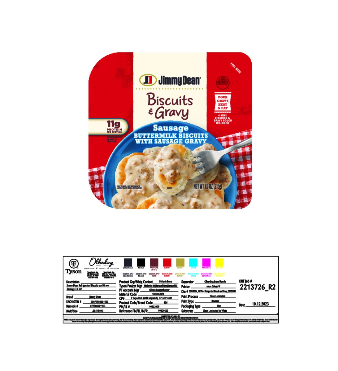 slide 6 of 9, Jimmy Dean Biscuits & Gravy - Sausage, 7.6 oz Box, 215.46 g