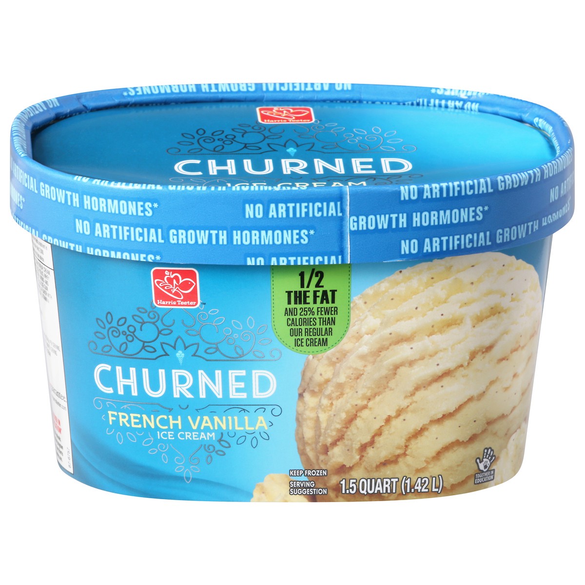 slide 1 of 10, Harris Teeter Reduced Fat Ice Cream - French Vanilla, 48 oz