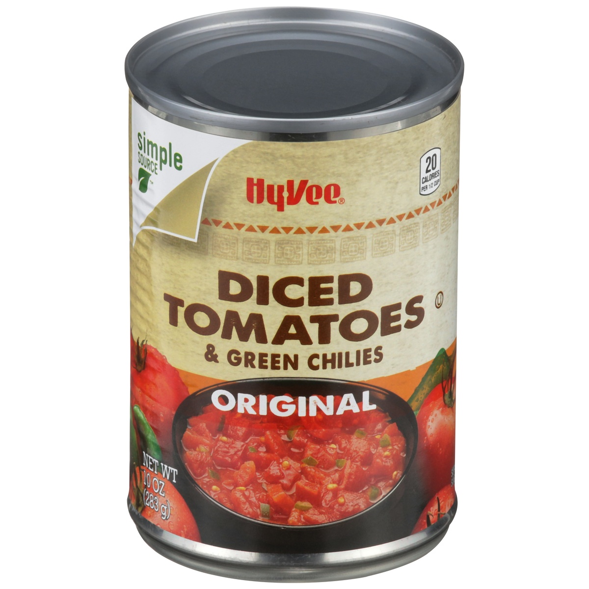 slide 1 of 1, Hy-vee Original Diced Tomatoes & Green Chilies, 10 oz