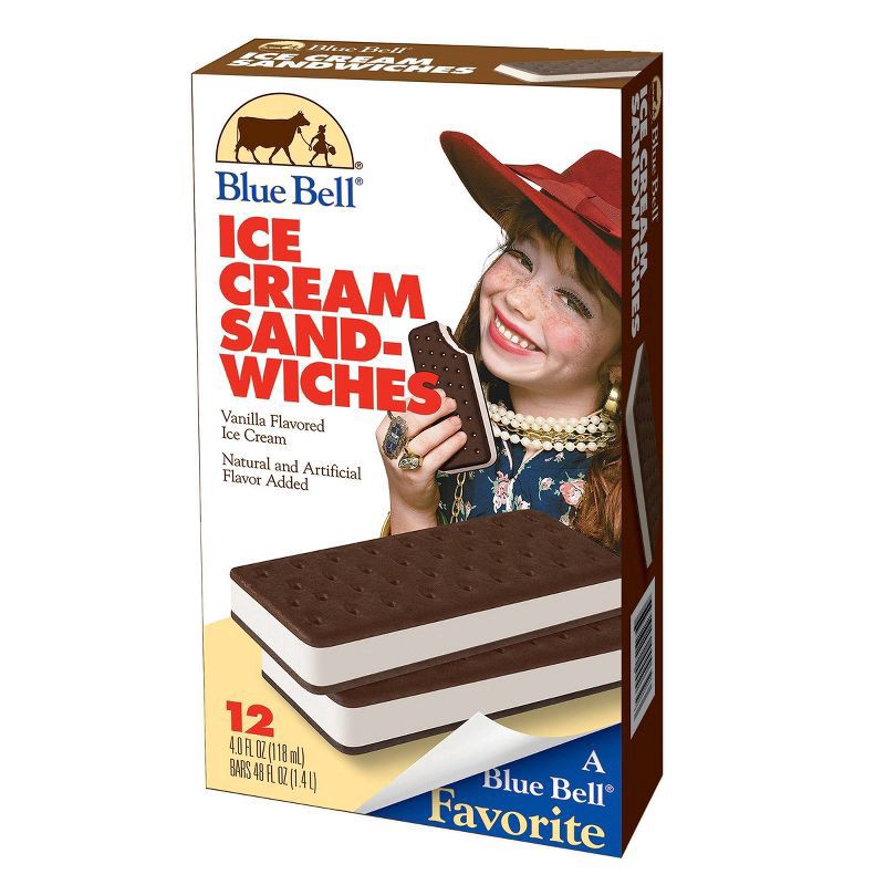 slide 1 of 1, Blue Bell Ice Cream Sandwiches, 12 ct