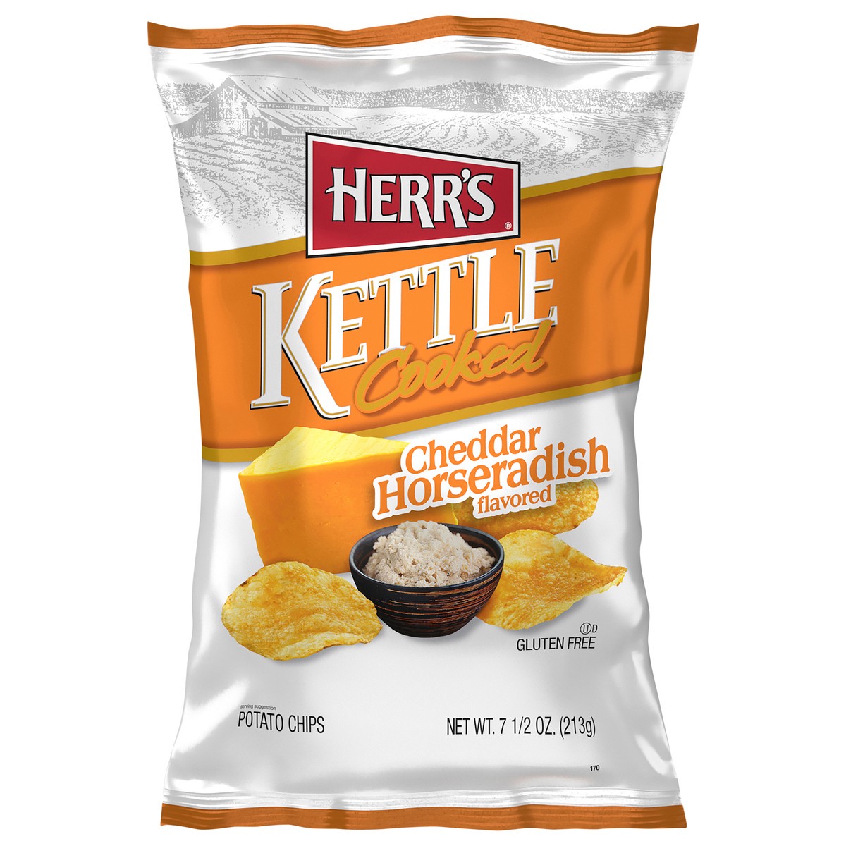 slide 5 of 14, Herr's Kettle Cooked Cheddar Horseradish Flavored Potato Chips 7.50 oz, 7.5 oz