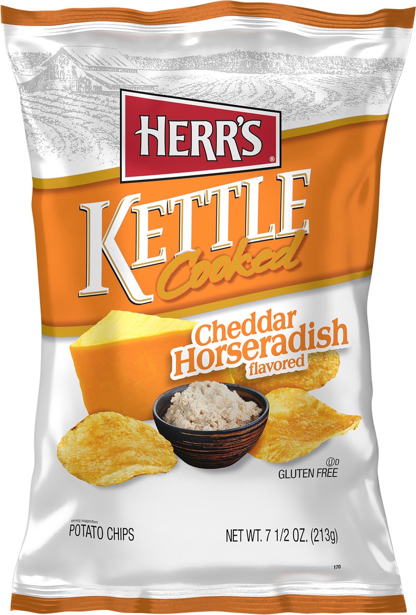 slide 11 of 14, Herr's Kettle Cooked Cheddar Horseradish Flavored Potato Chips 7.50 oz, 7.5 oz