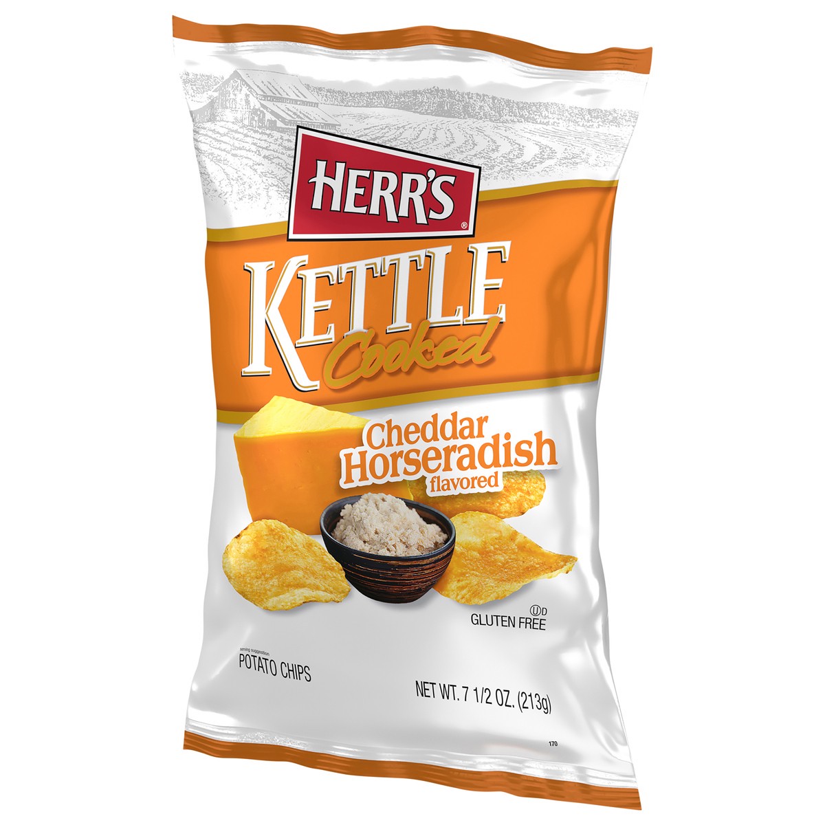 slide 7 of 14, Herr's Kettle Cooked Cheddar Horseradish Flavored Potato Chips 7.50 oz, 7.5 oz