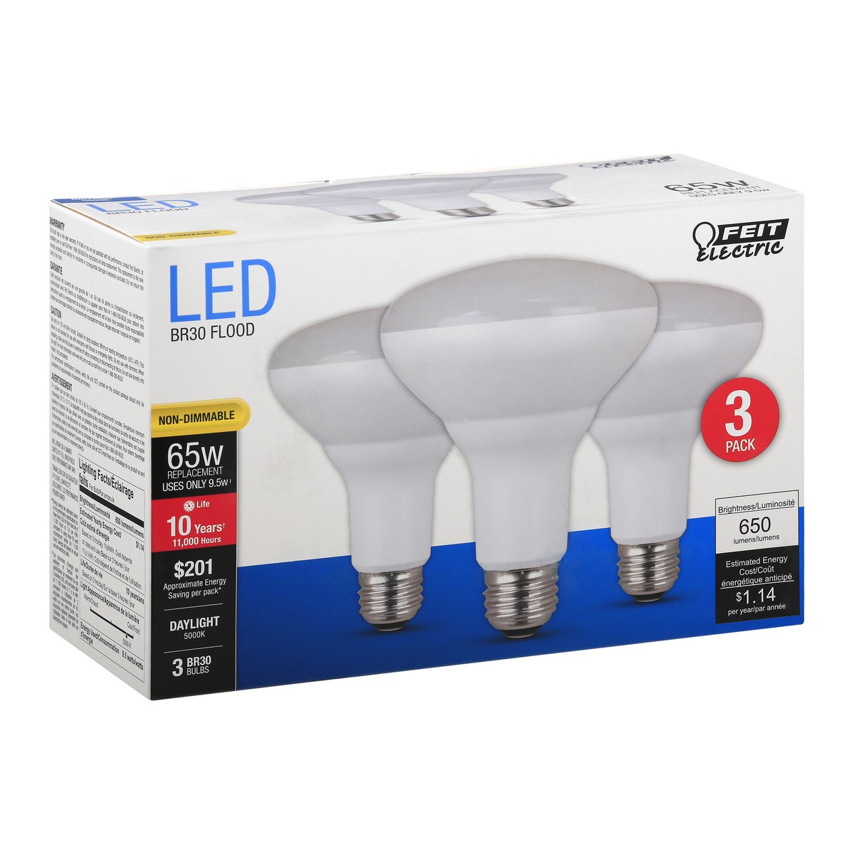 slide 2 of 11, Feit Electric Light Bulbs 3 ea, 3 ct