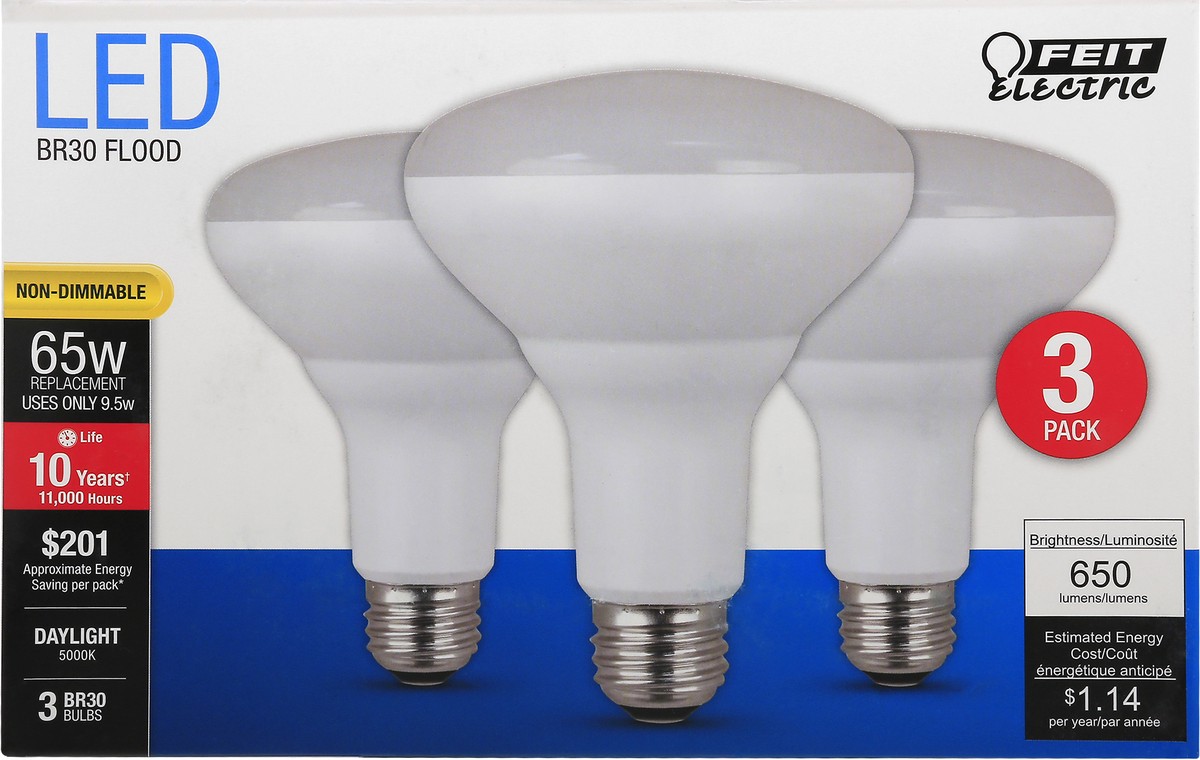 slide 6 of 11, Feit Electric 65 Watts LED Daylight Flood Bulb 3 ea, 3 ct