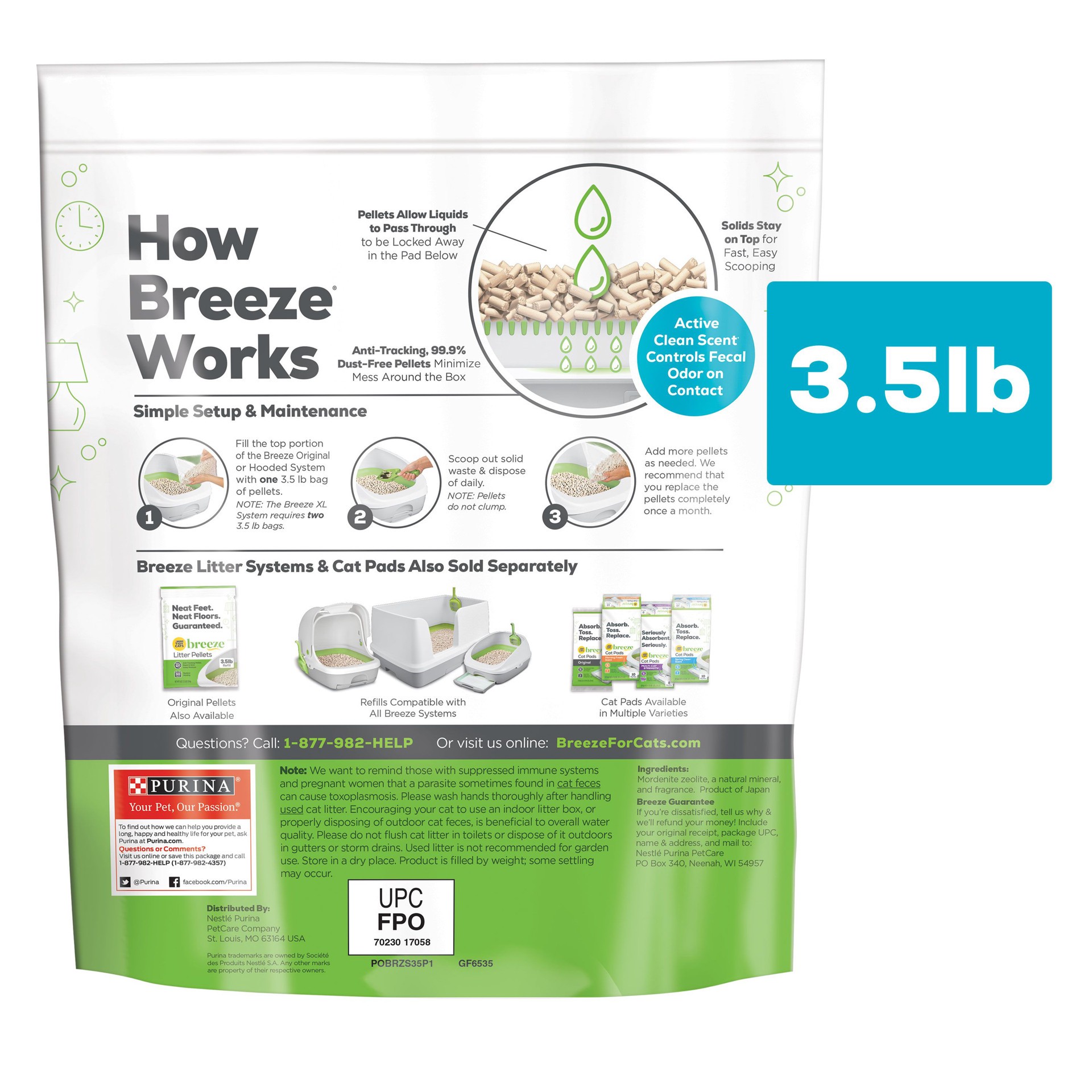 slide 5 of 7, Tidy Cats Purina Tidy Cats Non Clumping Cat Litter, Breeze Enhanced Pellets Multi Cat Litter Pouch, 3.5 lb