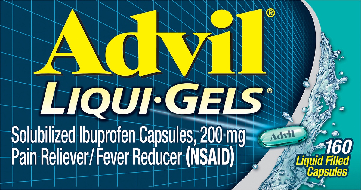 slide 6 of 7, Advil Liquigels Pain Reliever-Fever Reducer Ibuprofen Liquid Filled Capsules, 200 mg, 160 ct