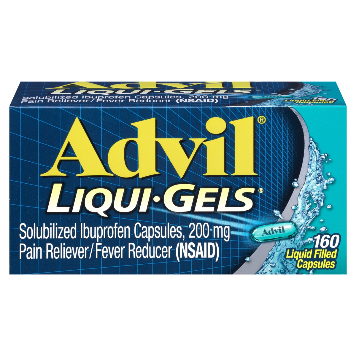 slide 1 of 1, Advil Liqui-Gels Pain Reliever and Fever Reducer, Ibuprofen 200mg for Pain Relief - 160 Liquid Filled Capsules, 160 ct