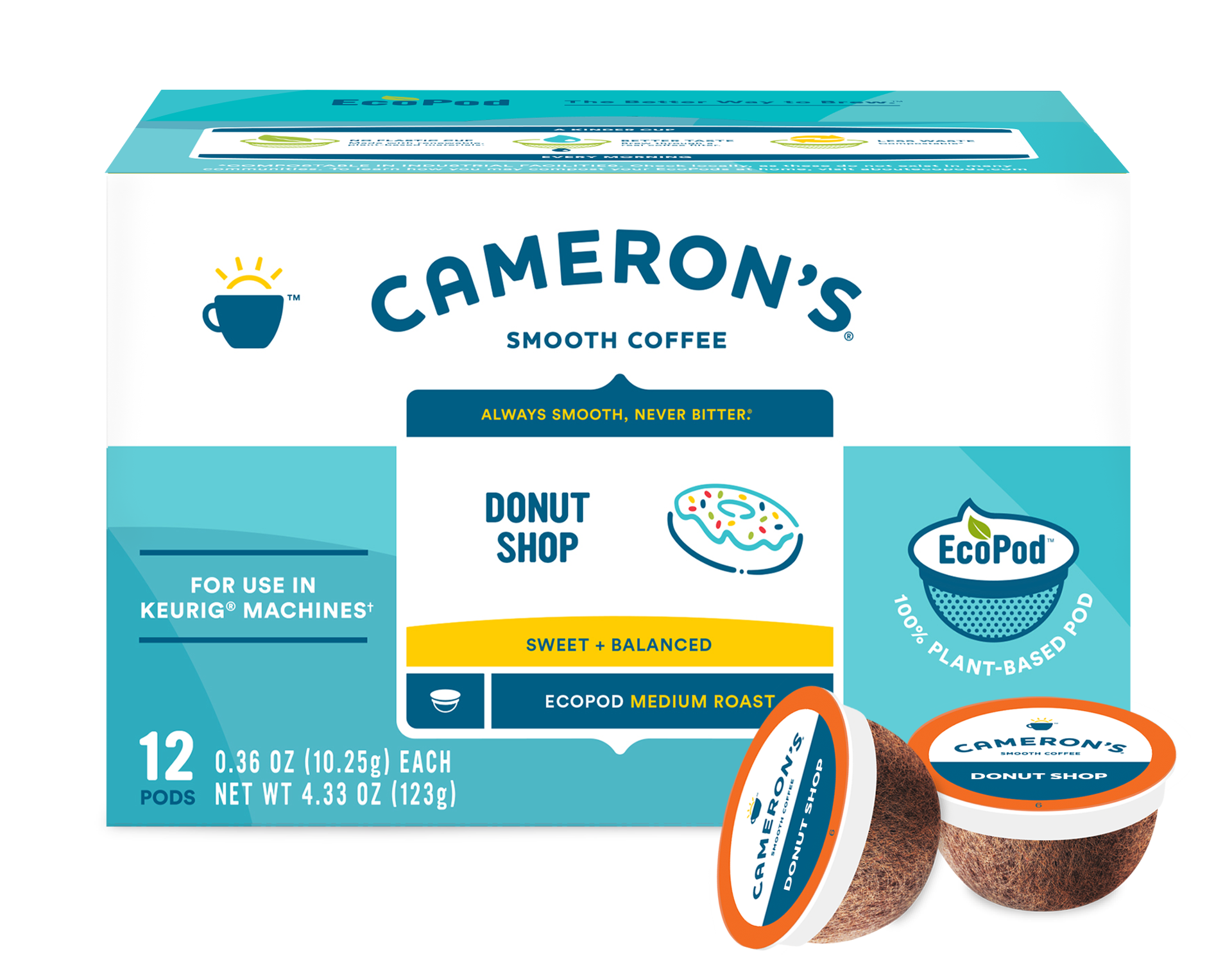 slide 1 of 4, Cameron's Coffee Single Serve Pods, Donut Shop, 12 Count, 4.33 oz