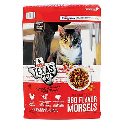 slide 1 of 1, H-E-B Texas Pets BBQ Flavor Morsels Dry Cat Food, 16 lb