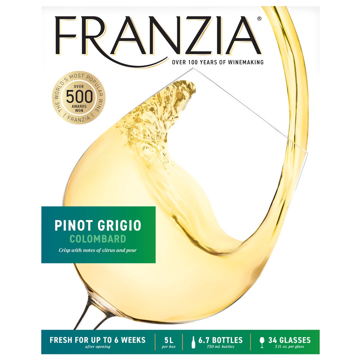 slide 1 of 7, Franzia® Franzia Pinot Grigio / Colombard White Wine, 5 liter