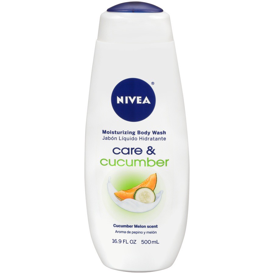 slide 1 of 6, Nivea Care & Cucumber Moisturizing Body Wash, 16.9 fl oz