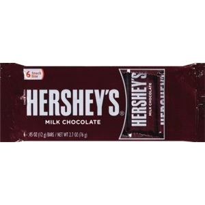 slide 1 of 1, Hershey's Milk Chocolate Bars Snack Size, 6 ct; 0.45 oz; 12 gram; 2.7 oz; 76 gram