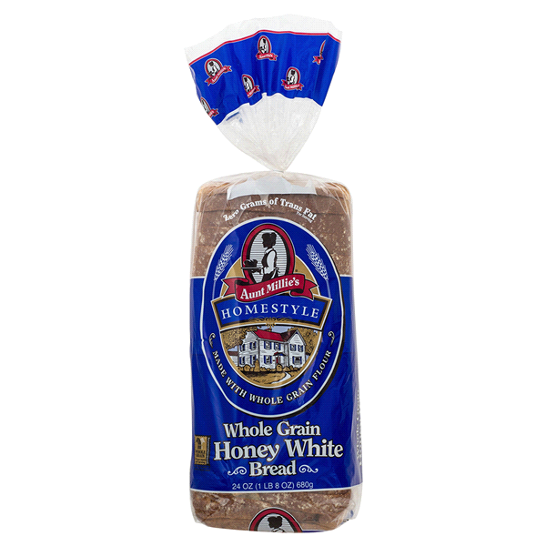 slide 1 of 1, Aunt Millie's Homestyle Whole Grain Honey White Bread, 24 oz