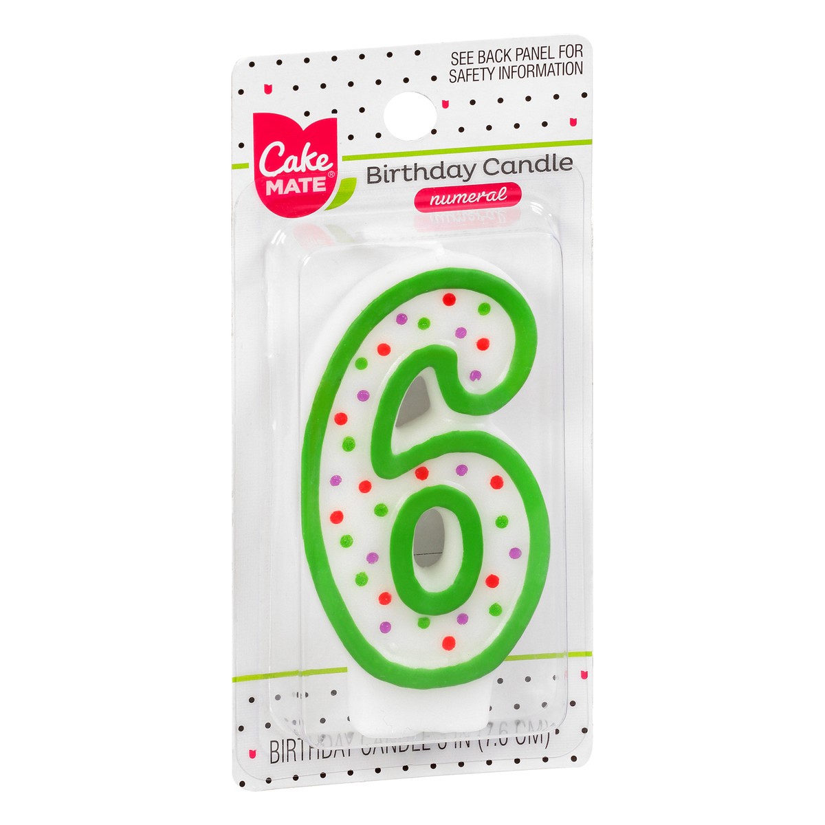 slide 2 of 9, Cake Mate 3 Inch 6 Numeral Birthday Candle 1 ea, 1 ct