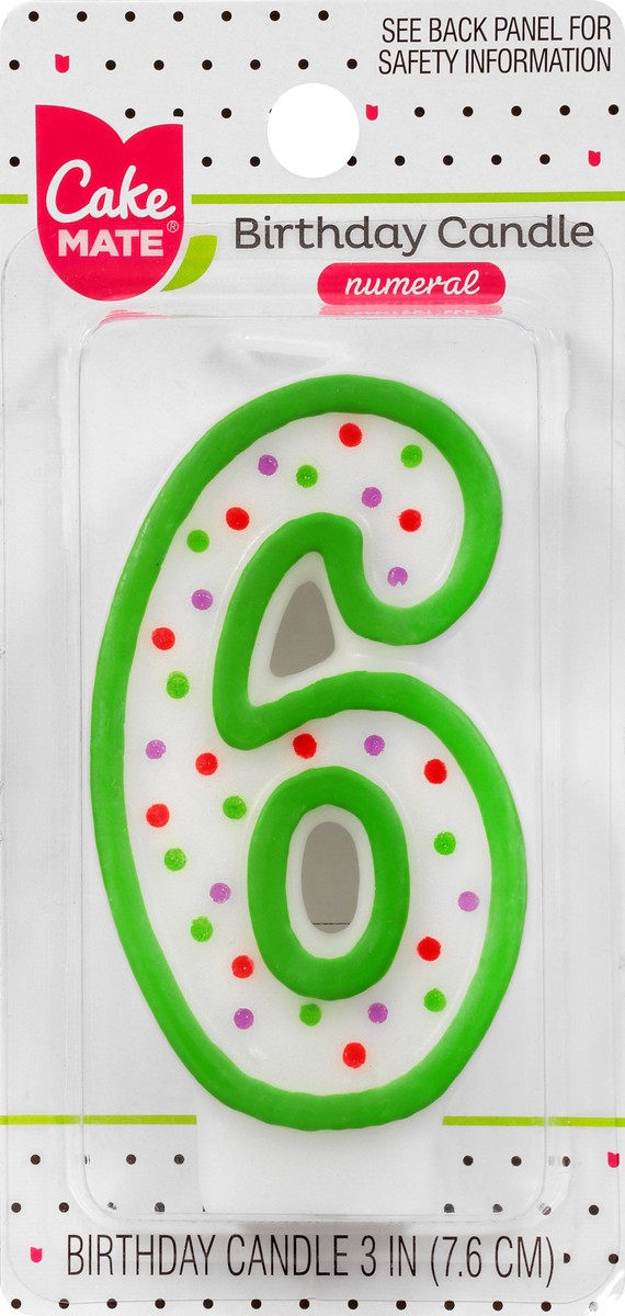 slide 6 of 9, Cake Mate 3 Inch 6 Numeral Birthday Candle 1 ea, 1 ea