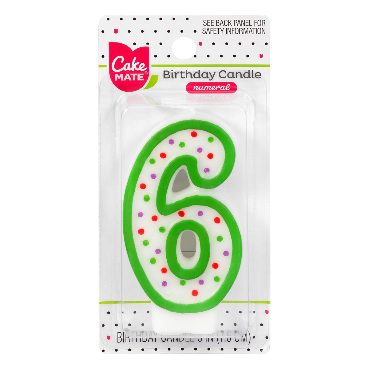 slide 1 of 9, Cake Mate 3 Inch 6 Numeral Birthday Candle 1 ea, 1 ct