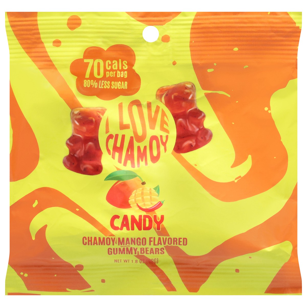 slide 1 of 13, I Love Chamoy Low Sugar Mango Gummy Bears, 1.8 oz