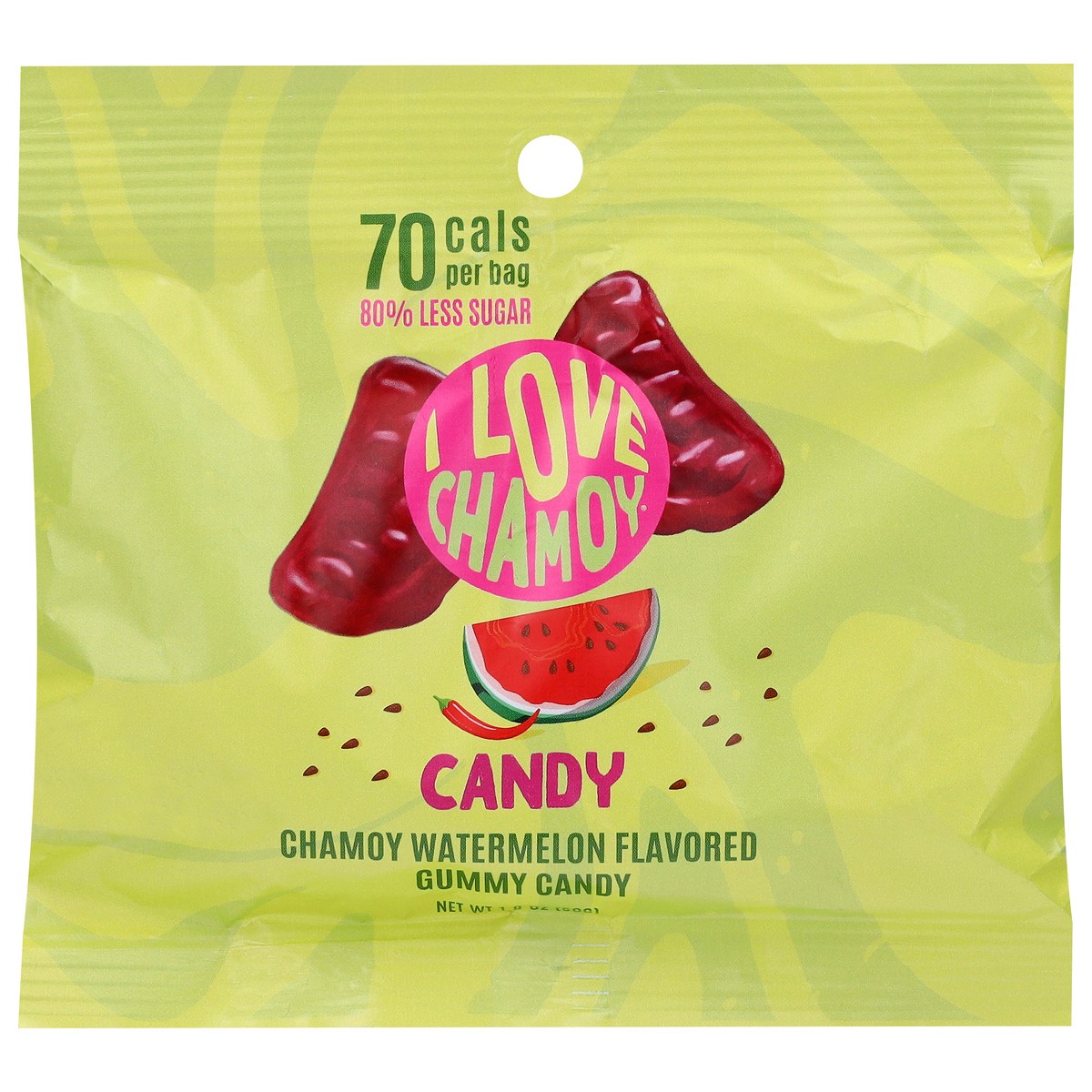 slide 1 of 13, I Love Chamoy Low Sugar Watermelon Gummies, 1.8 oz
