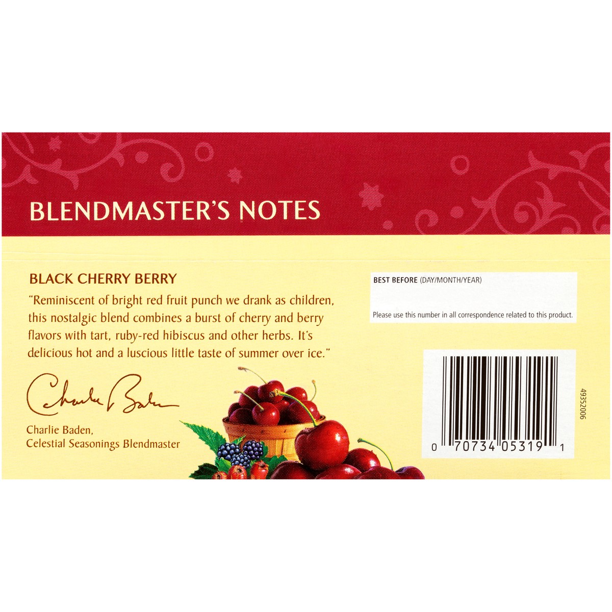 slide 6 of 7, Celestial Seasonings Herbal Tea, Caffeine Free, Black Cherry Berry, Bags - 20 ct, 20 ct