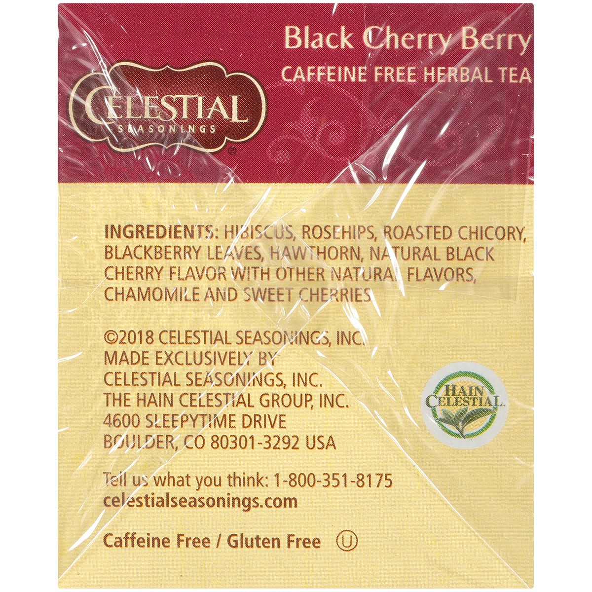 slide 4 of 7, Celestial Seasonings Herbal Tea, Caffeine Free, Black Cherry Berry, Bags - 20 ct, 20 ct