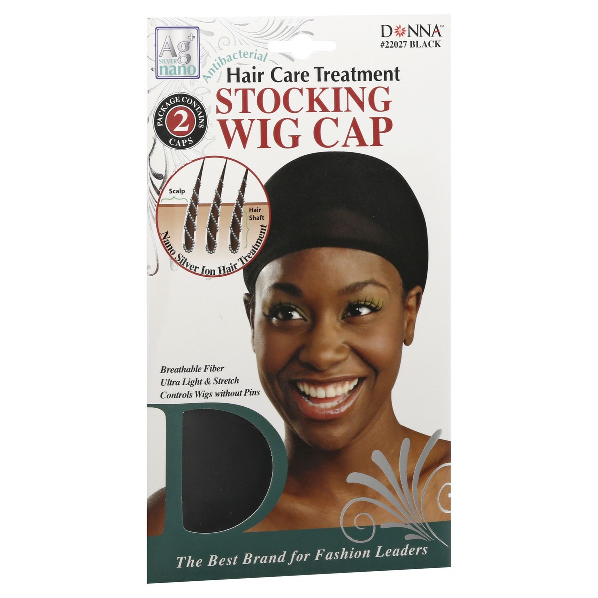 slide 2 of 11, Donna Black Antibacterial Stocking Wig Cap 2 ea, 2 ct