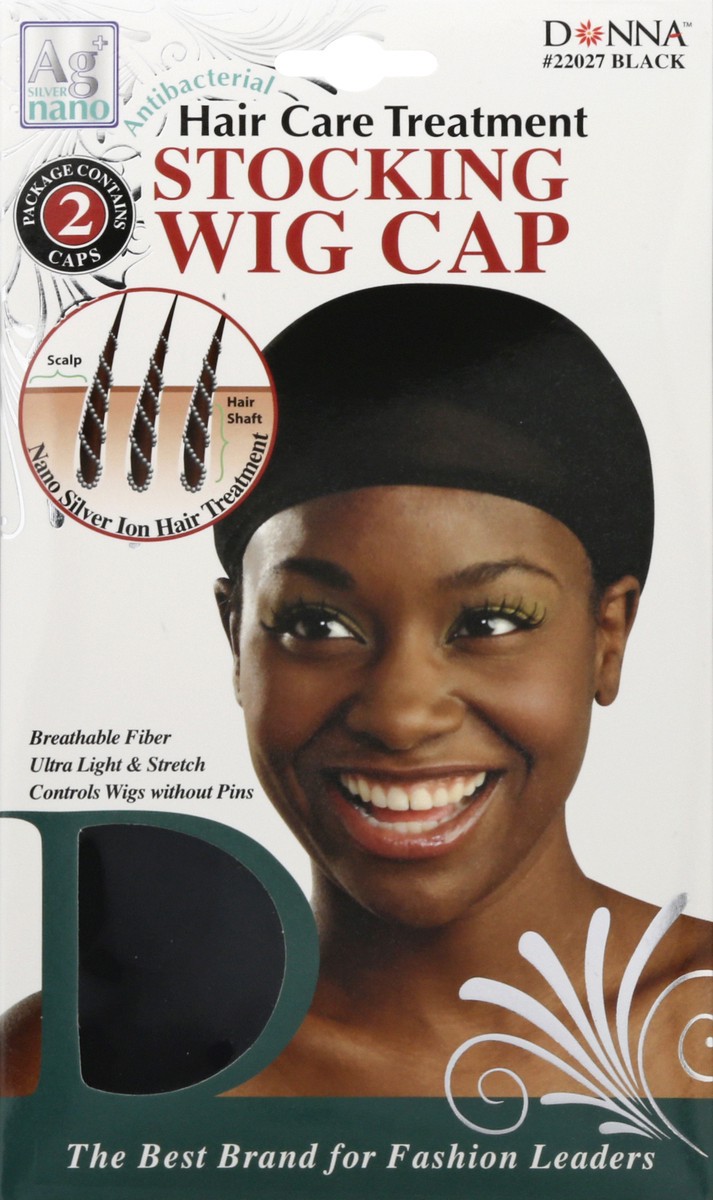 slide 4 of 11, Donna Black Antibacterial Stocking Wig Cap 2 ea, 2 ct