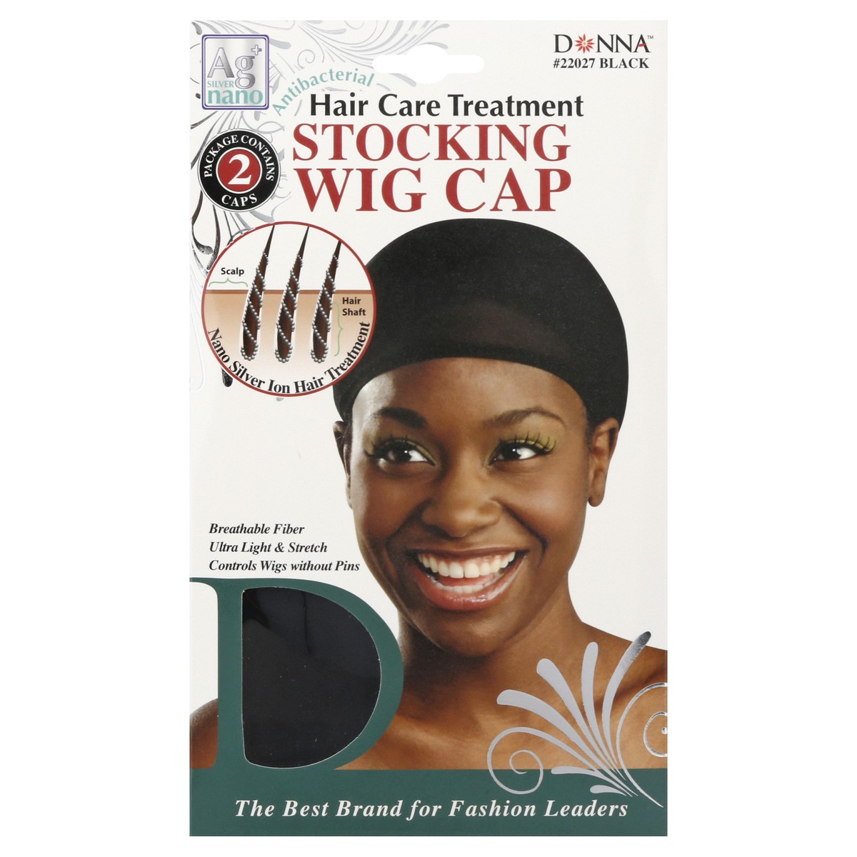 slide 7 of 11, Donna Black Antibacterial Stocking Wig Cap 2 ea, 2 ct