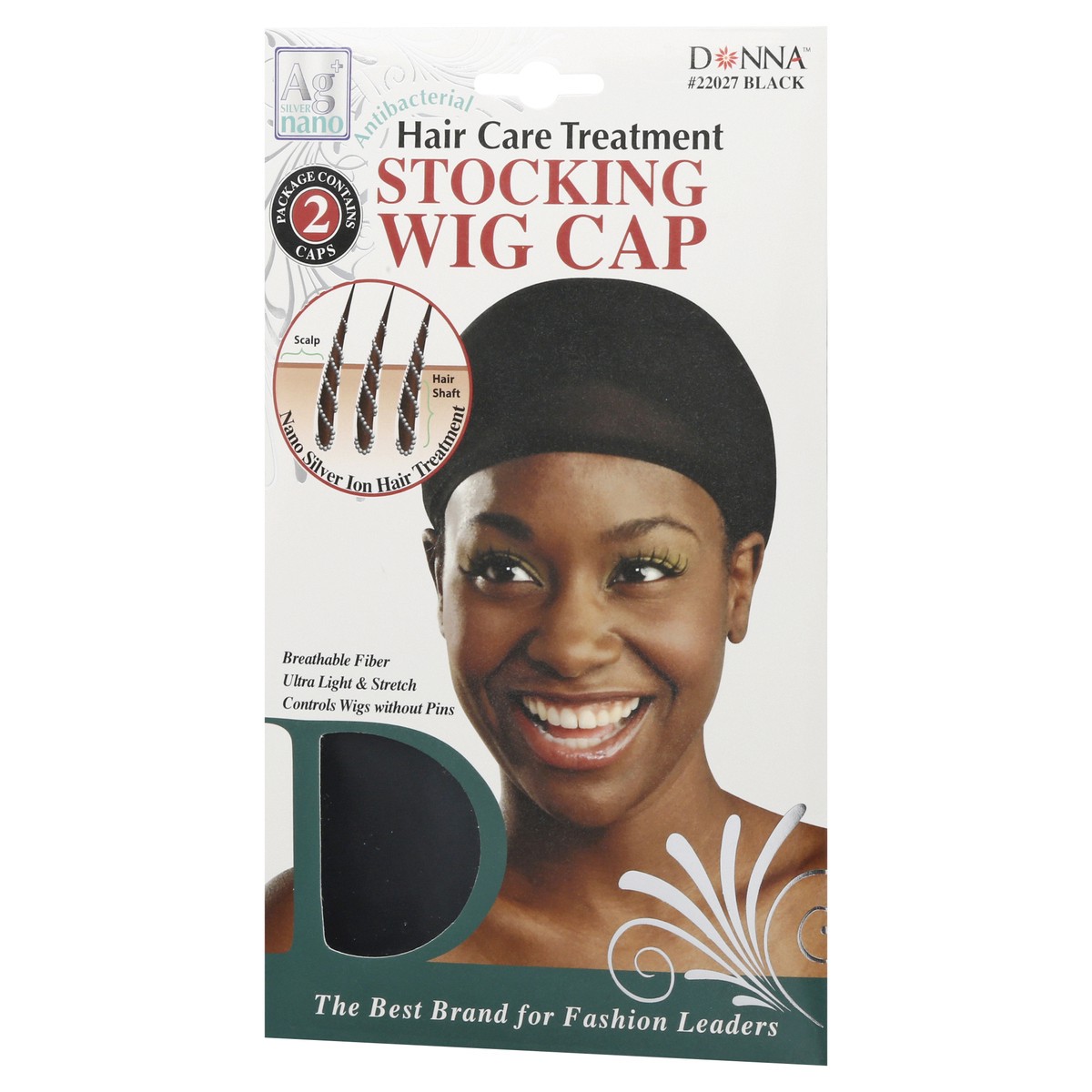 slide 10 of 11, Donna Black Antibacterial Stocking Wig Cap 2 ea, 2 ct