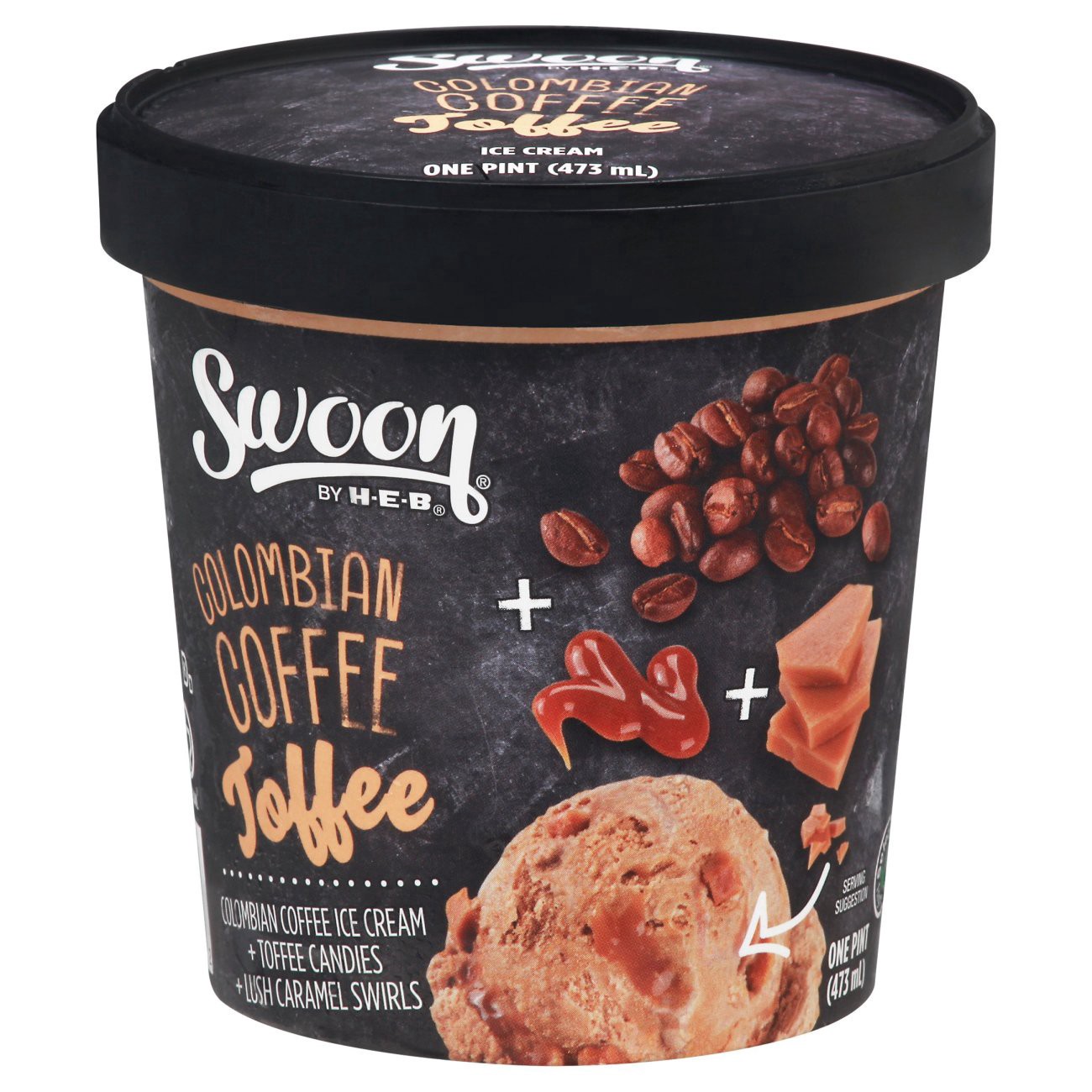 slide 1 of 1, Swoon by H-E-B Colombian Coffee Toffee Ice Cream, 1 pint