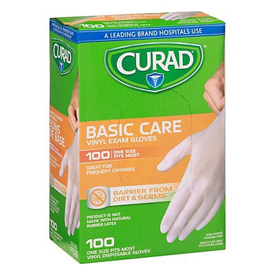 slide 1 of 1, Curad Vinyl Exam Gloves, 1 ct