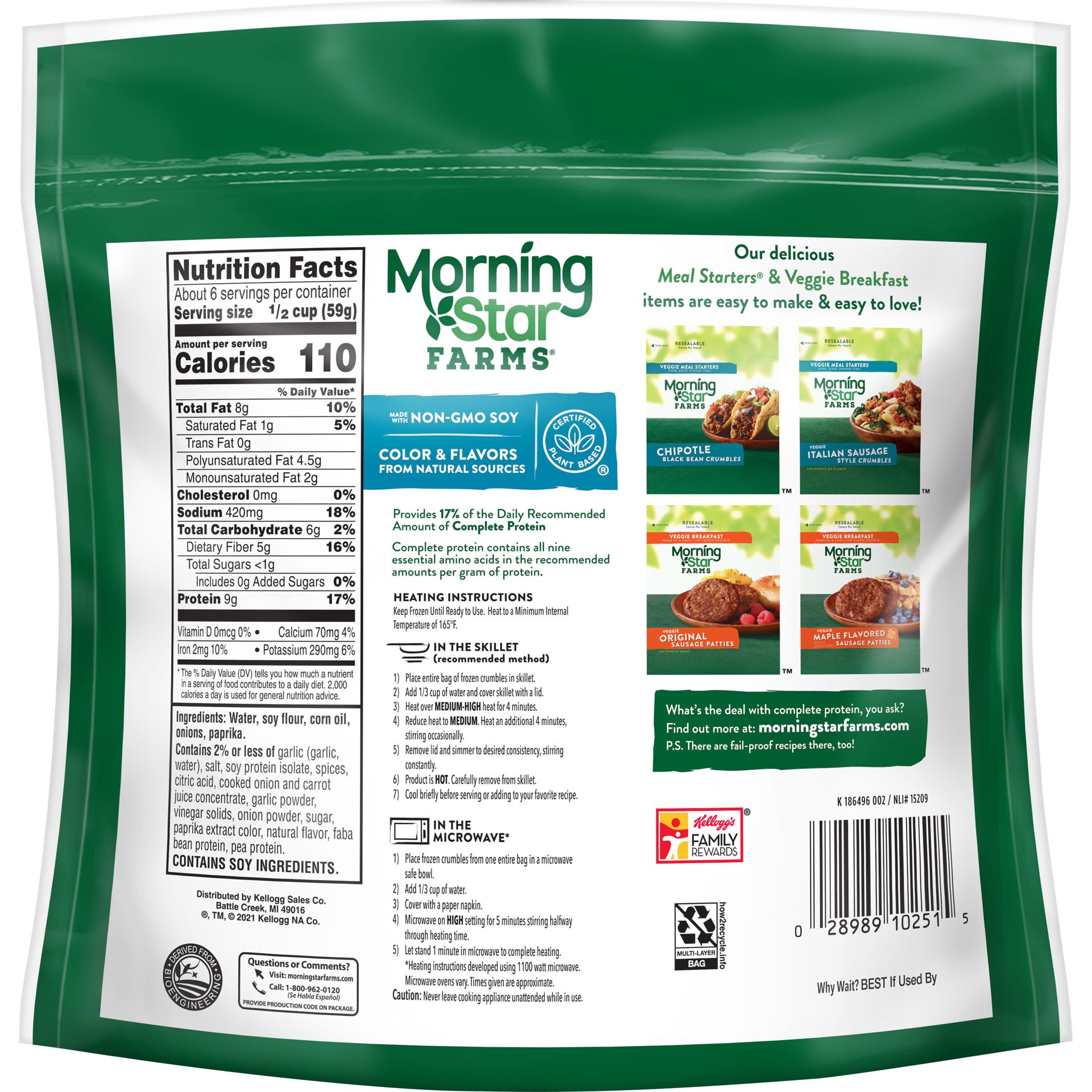 slide 3 of 5, MorningStar Farms Meal Starters Veggie Crumbles, Chorizo, 13.5 oz, Frozen, 13.5 oz