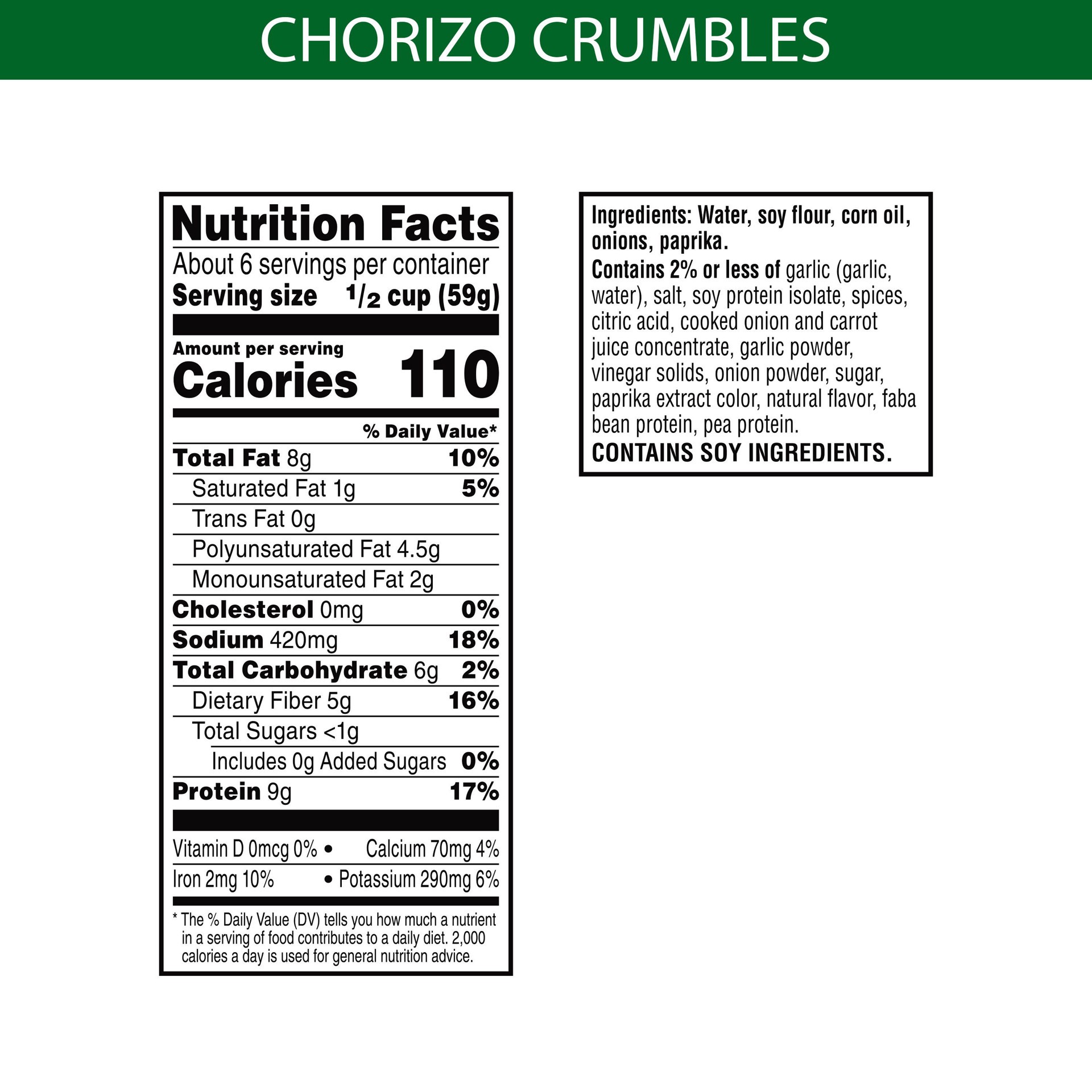 slide 5 of 5, MorningStar Farms Meal Starters Veggie Crumbles, Chorizo, 13.5 oz, Frozen, 13.5 oz