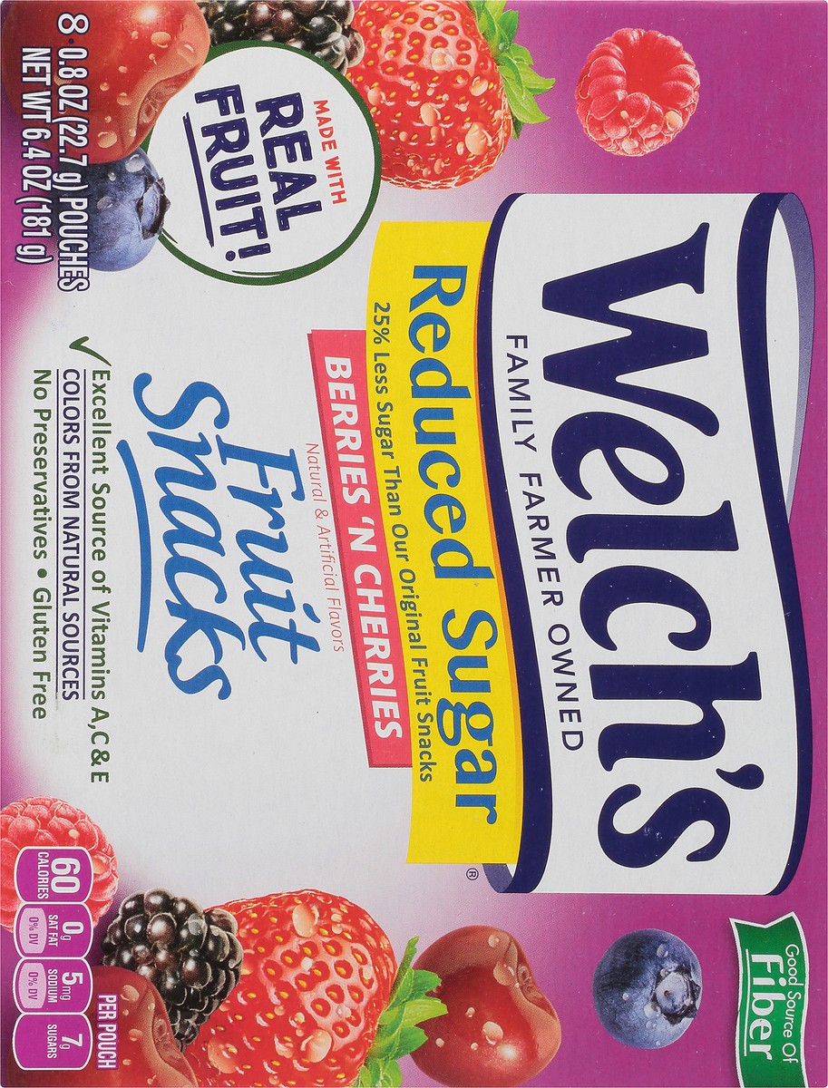 slide 5 of 9, Welch's Fruit Snacks, Reduced Sugar, Berries'N Cherries, 6.4 oz