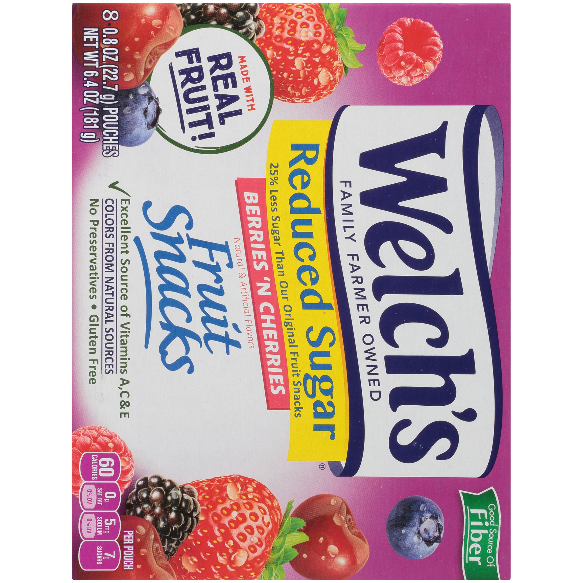 Welch's Reduced Sugar Berries 'N Cherries Fruit Snacks 80.8 Oz