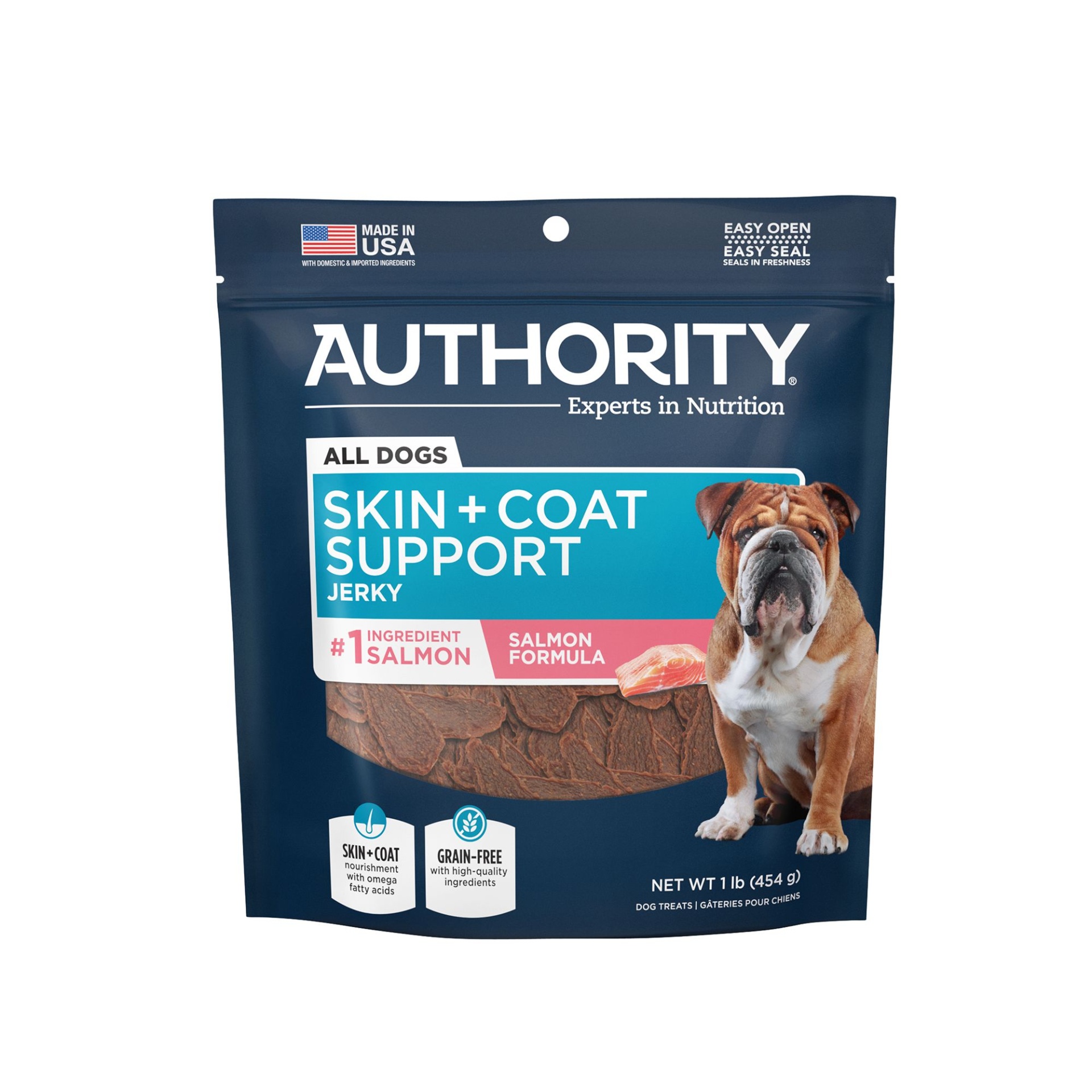 slide 1 of 1, Authority Skin & Coat Dog Treat, 1 lb