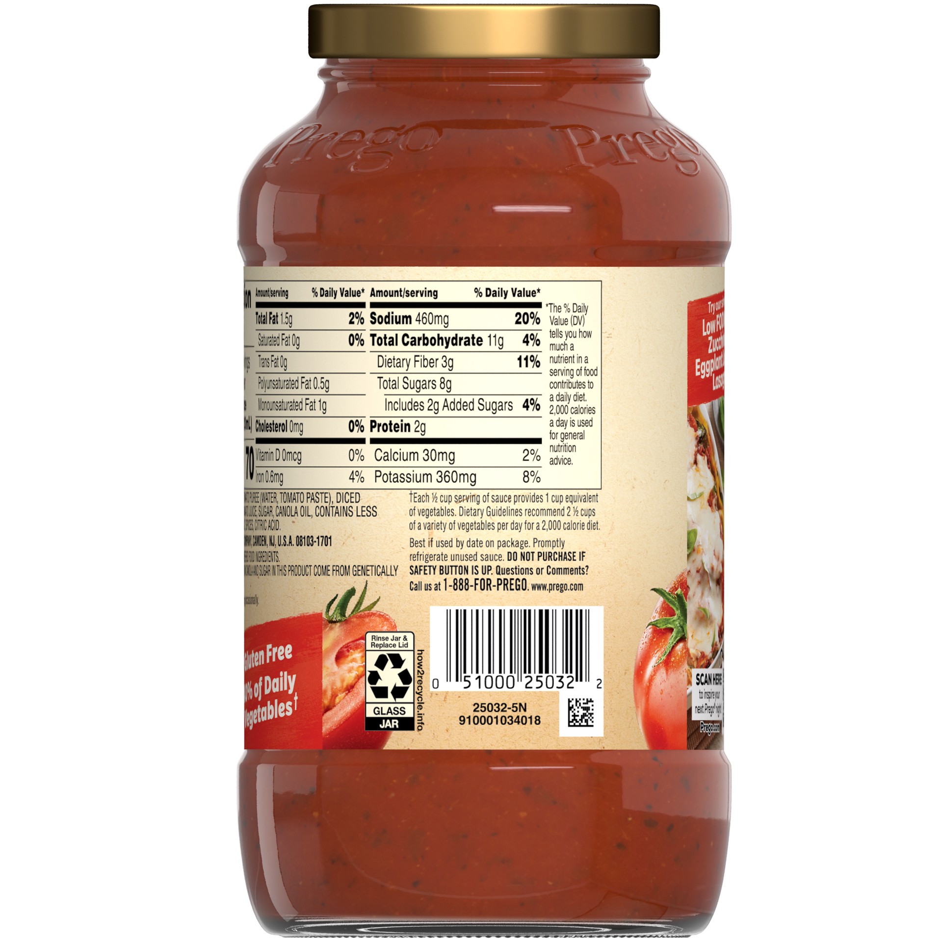 slide 4 of 5, Prego Traditional Sensitive Recipe Low FODMAP Pasta Sauce, 23.75 oz Jar, 23.75 oz