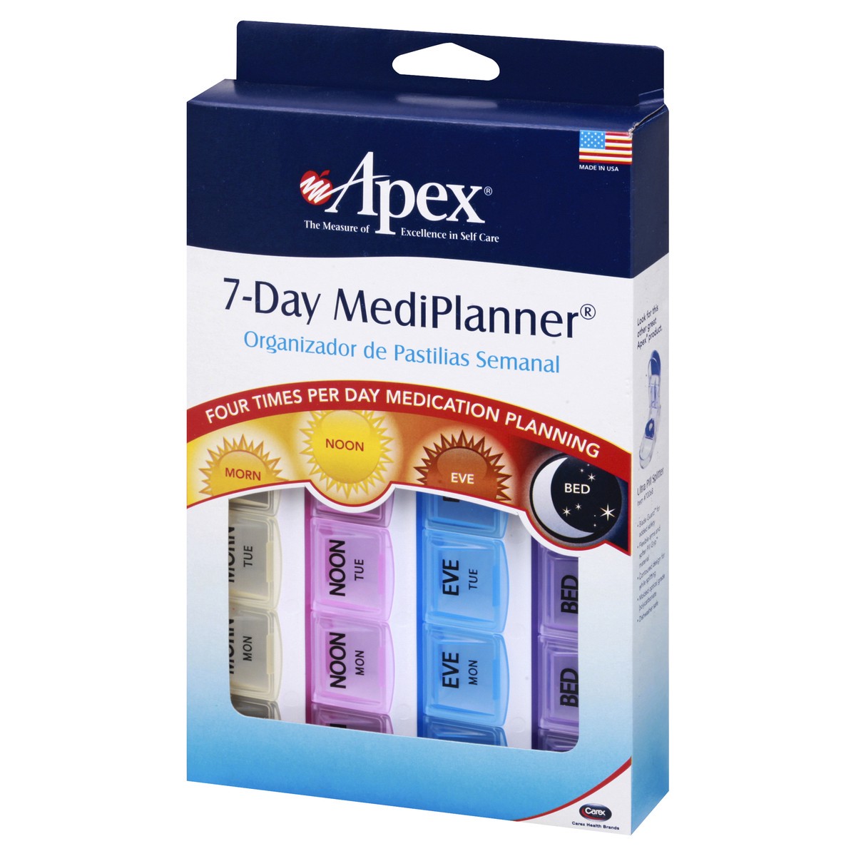 slide 3 of 8, Apex 7 Day Mediplanner For Morn Noon Eve Bed, 1 ct