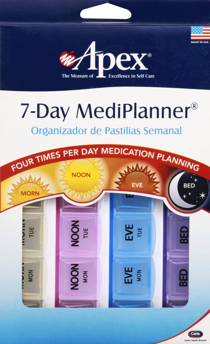 slide 6 of 8, Apex 7 Day Mediplanner For Morn Noon Eve Bed, 1 ct