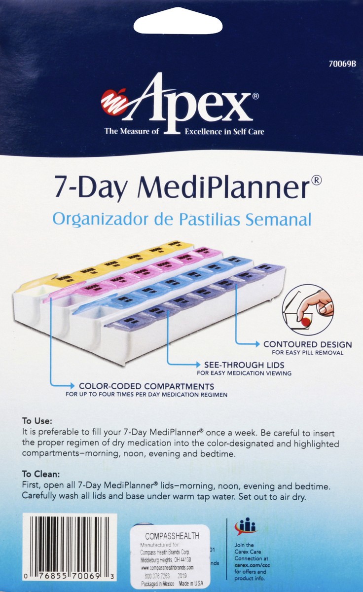 slide 8 of 8, Apex 7 Day Mediplanner For Morn Noon Eve Bed, 1 ct