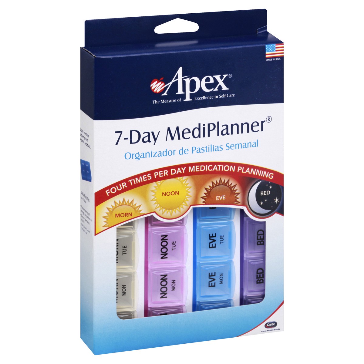 slide 2 of 8, Apex 7 Day Mediplanner For Morn Noon Eve Bed, 1 ct