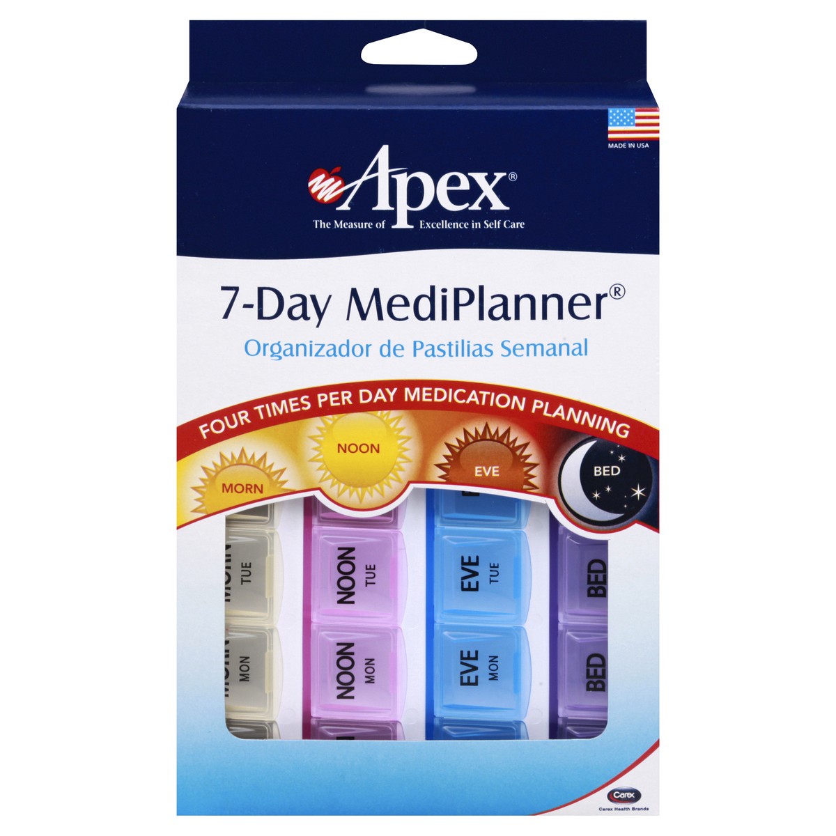 slide 1 of 8, Apex 7 Day Mediplanner For Morn Noon Eve Bed, 1 ct