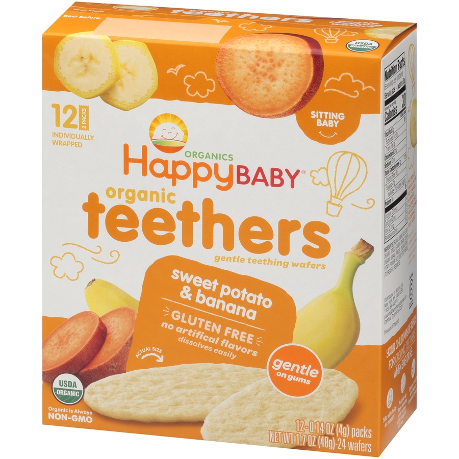 slide 3 of 8, Happy Baby Teethers Banana & Sweet Potatoes, 12 ct; 0.14 oz