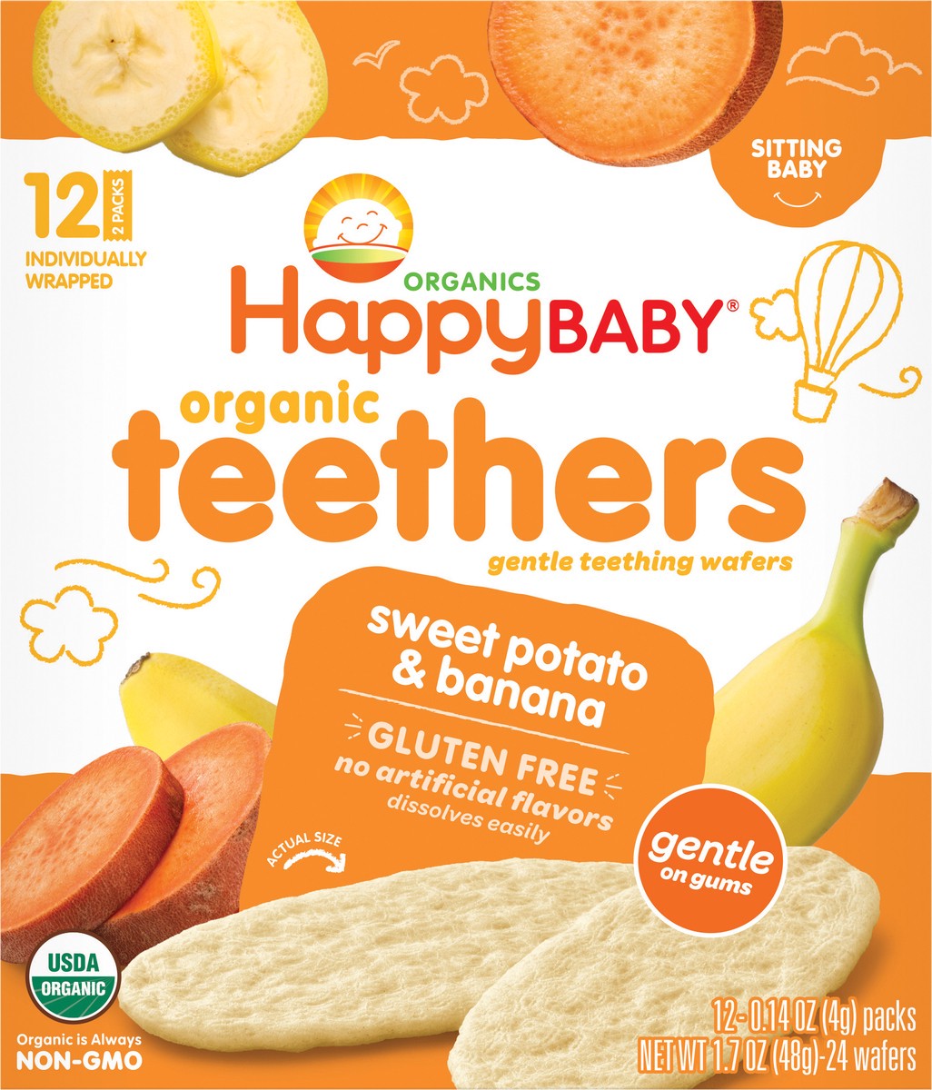 slide 6 of 9, Happy Family HappyBaby Sweet Potato & Banana Organic Teethers - 12ct/1.7oz, 12 ct; 1.7 oz