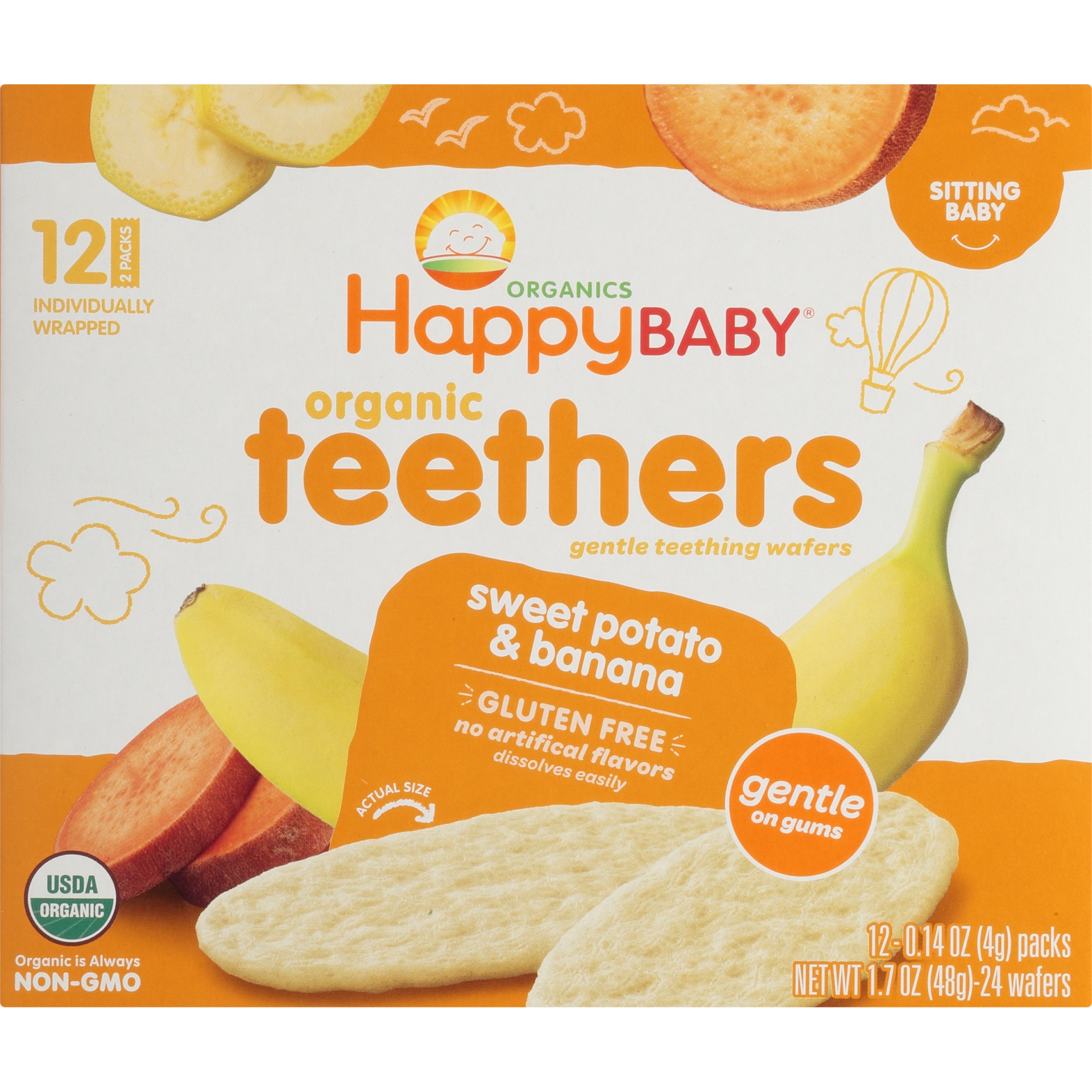 slide 6 of 8, Happy Baby Teethers Banana & Sweet Potatoes, 12 ct; 0.14 oz