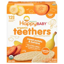Happy Baby Organics Organic Teethers Gluten Free Gentle Teething Wafers Sweet Potato & Banana 12-0.14 oz Packs UNIT