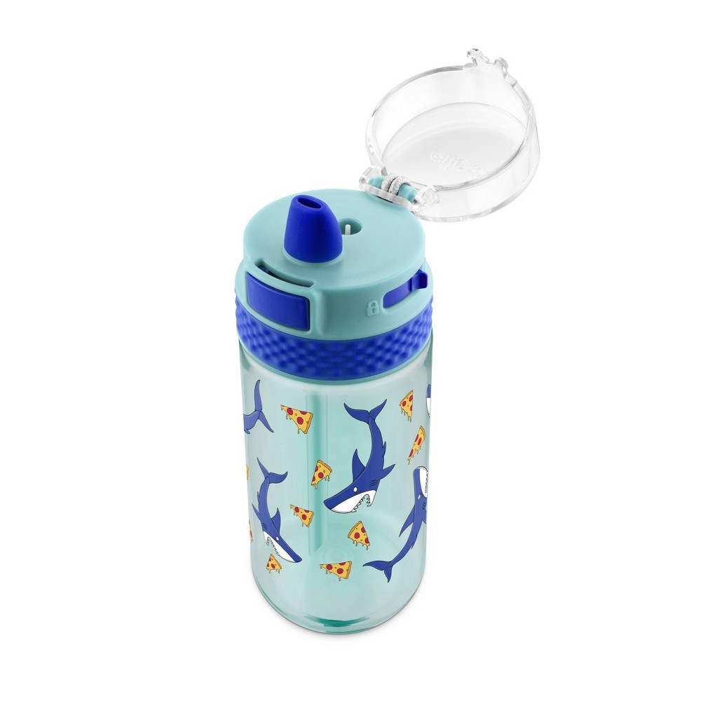 Ello Plastic Kids Tritan Status Shark Pizza Water Bottle Blue 16 oz Shipt